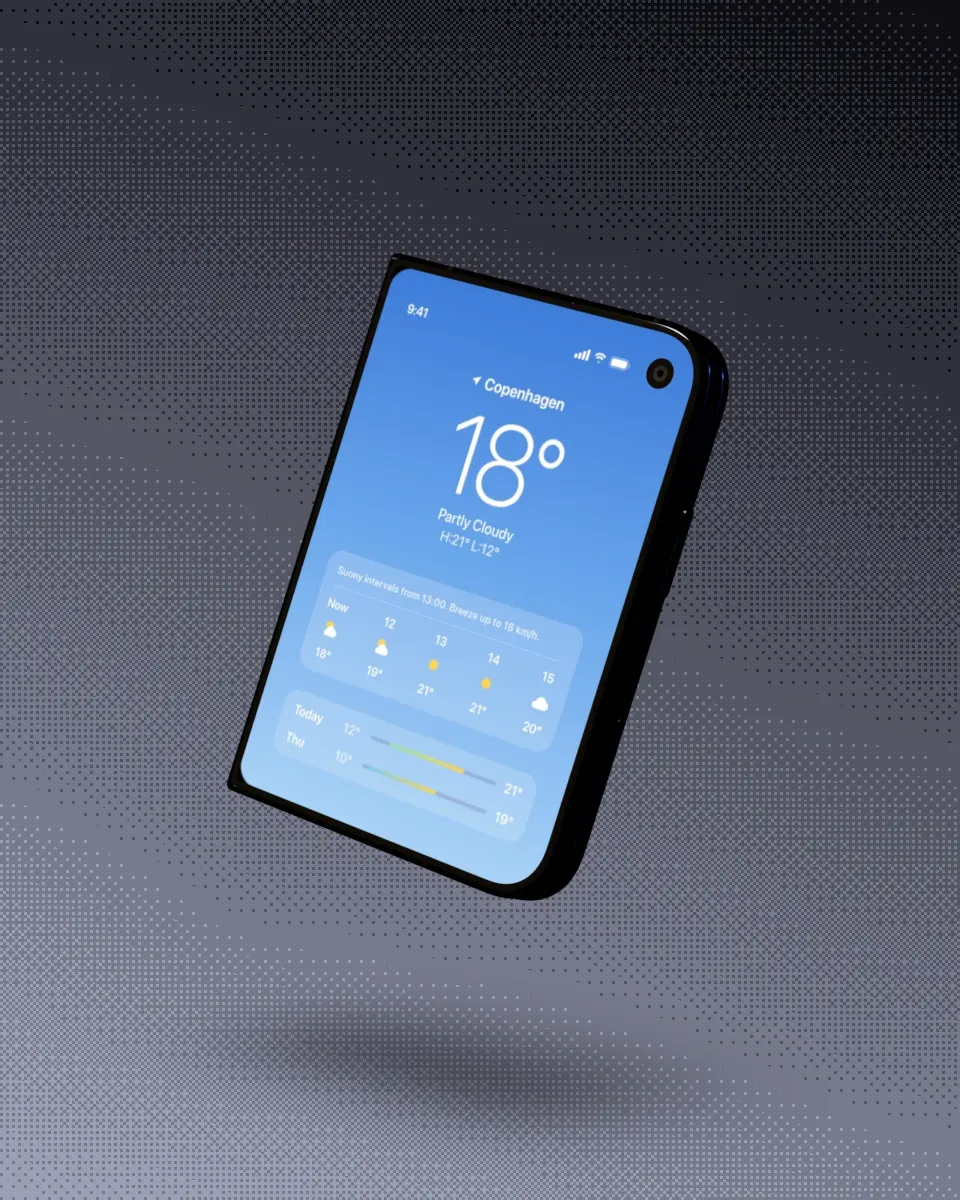 An iPhone Duo floating over the Dither backdrop