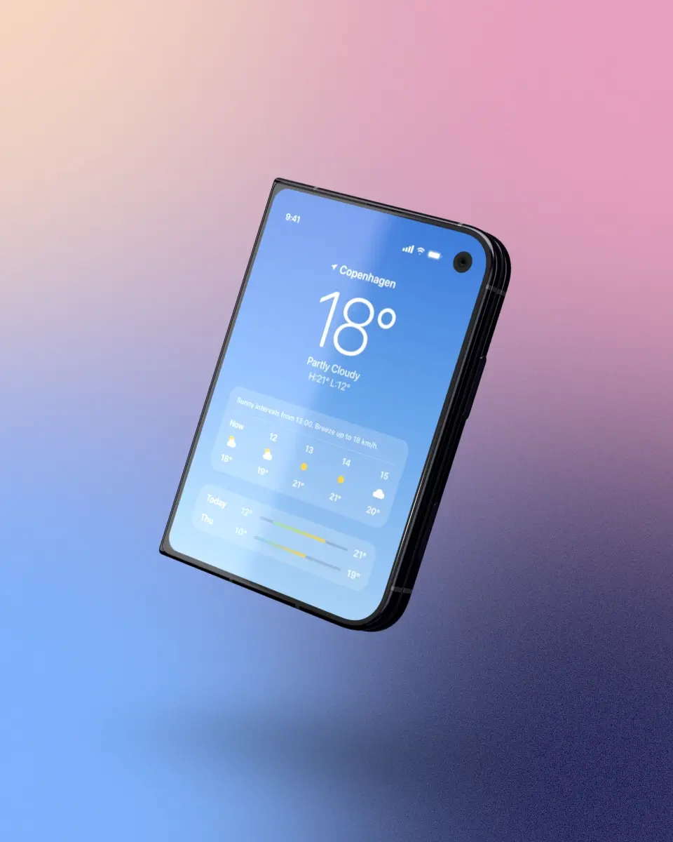 An iPhone Duo floating over the Mesh backdrop