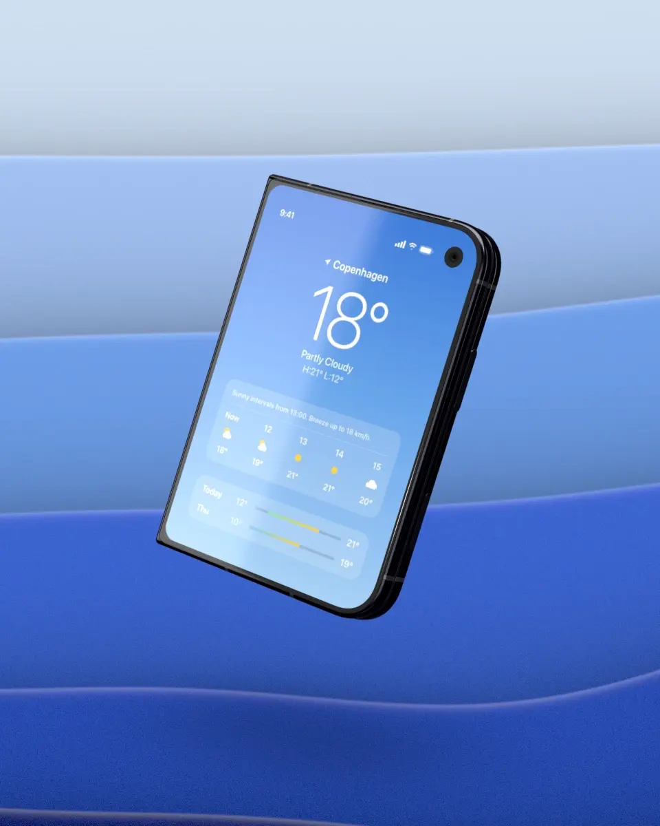 An iPhone Duo floating over the Waves backdrop